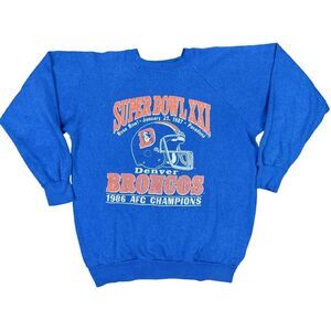Vintage NFL Denver Broncos 1986 AFC Champs Super Bowl XXI Crew Neck - Size Large